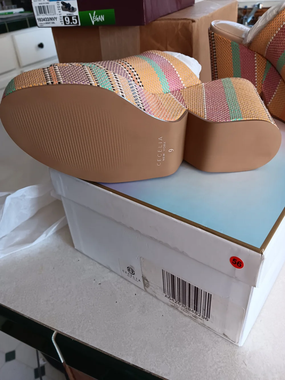 Cecelia Women’s Multicolor Woven Platform Slide Sandals Size 9
